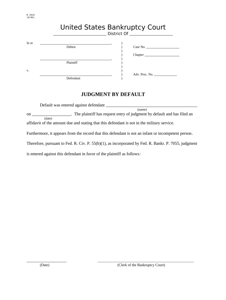 Judgment Default Order  Form