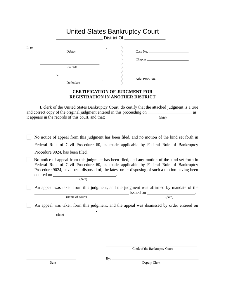 Certification Judgment  Form