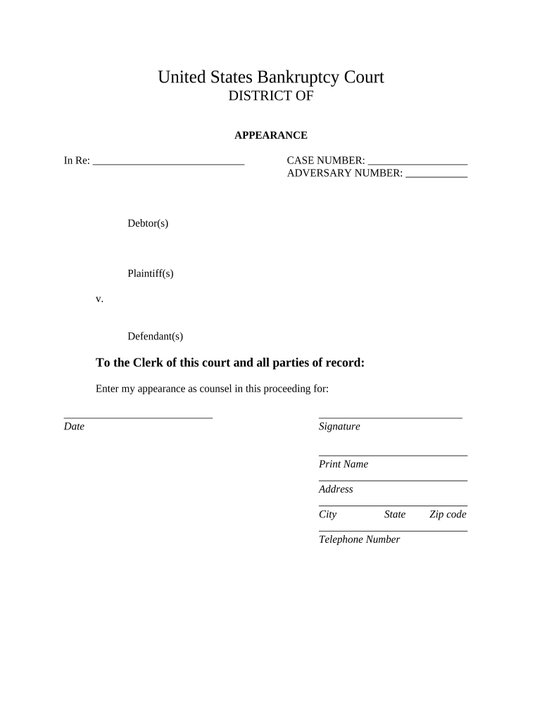 Entry of Appearance by Counsel  Form