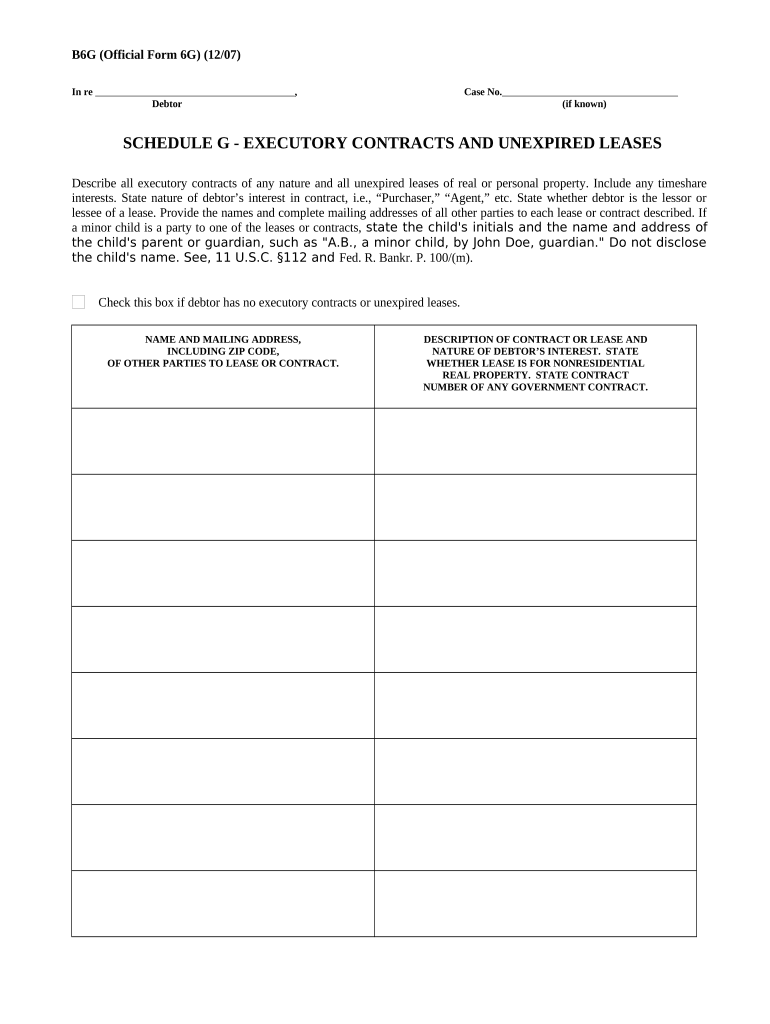 Executory Contracts  Form