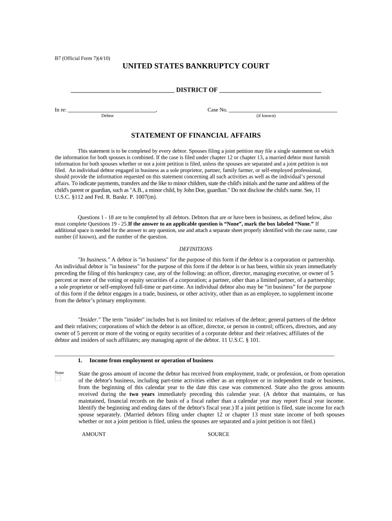 Statement Financial Form