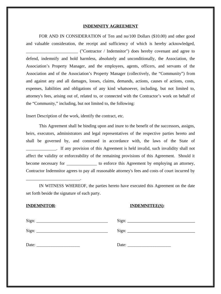 Indemnification  Form