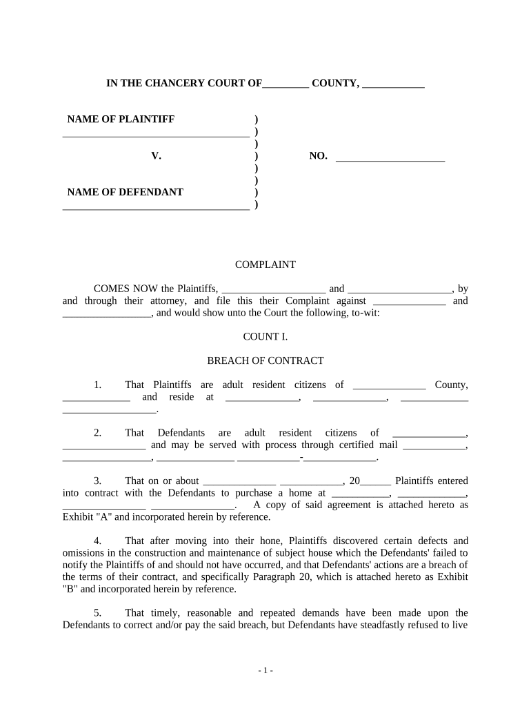 Complaint Breach Contract Form