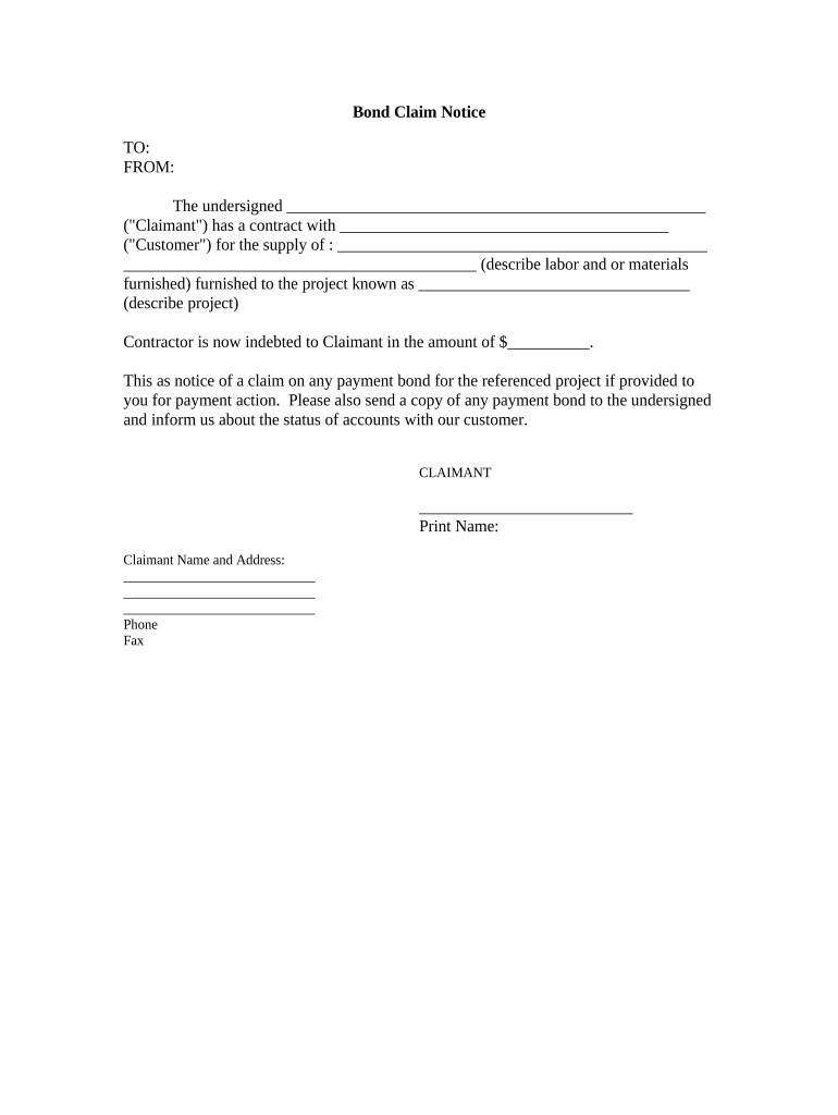 Claim Notice Form in Carbon County Jim Thorpe Pa