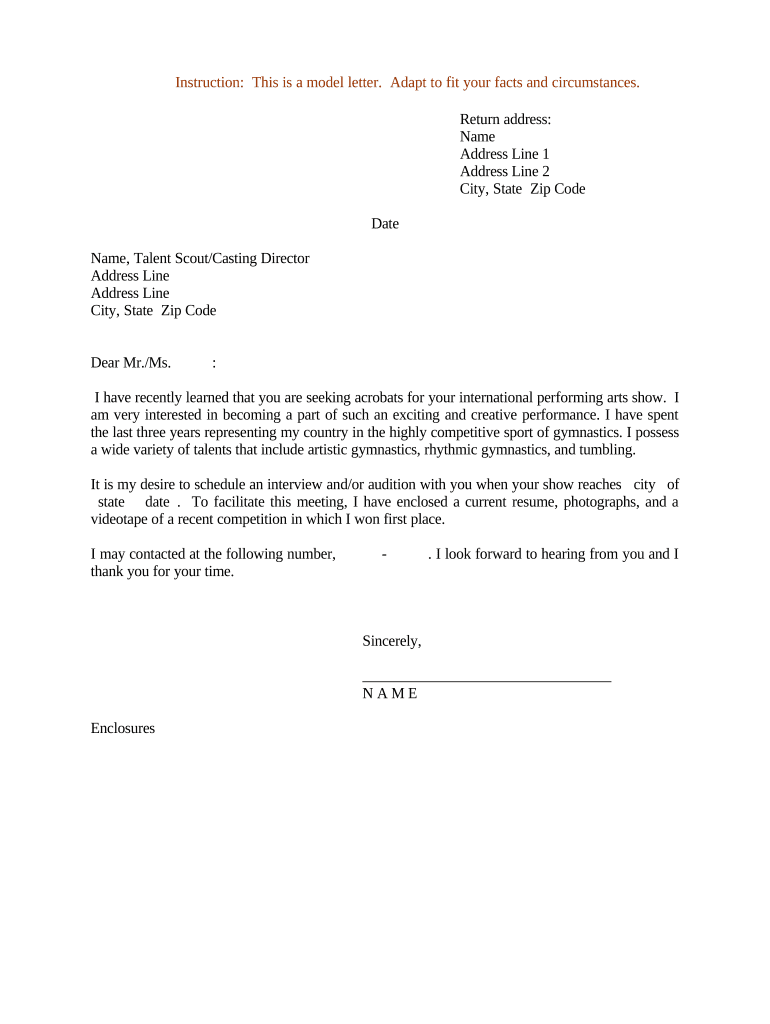 Resume Cover Letter for Acrobats  Form