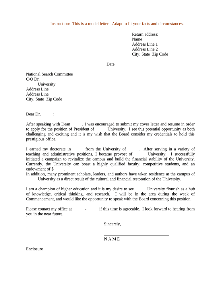 university vice president cover letter