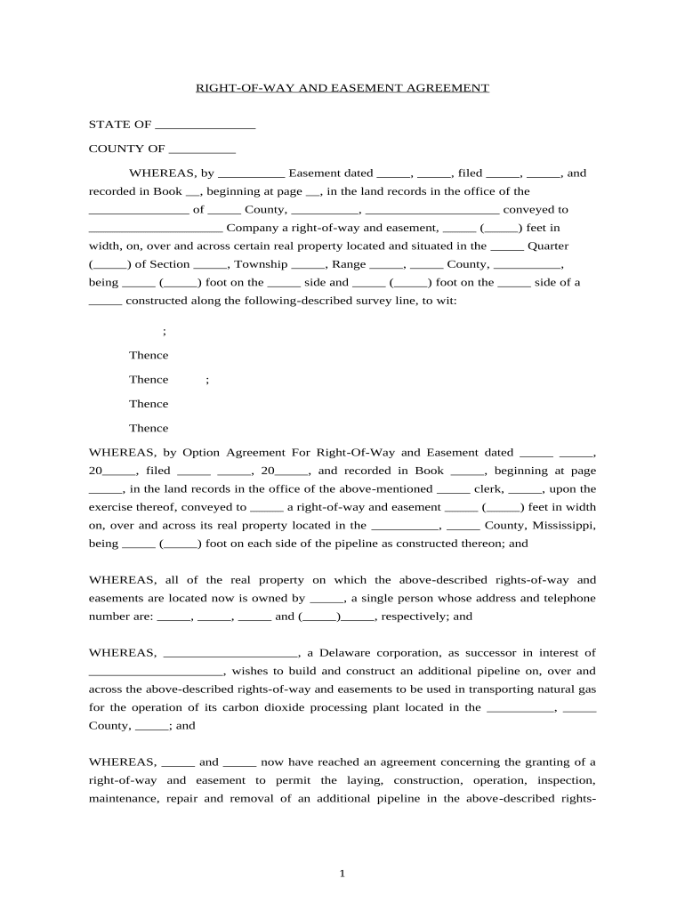 Right Way Easement  Form