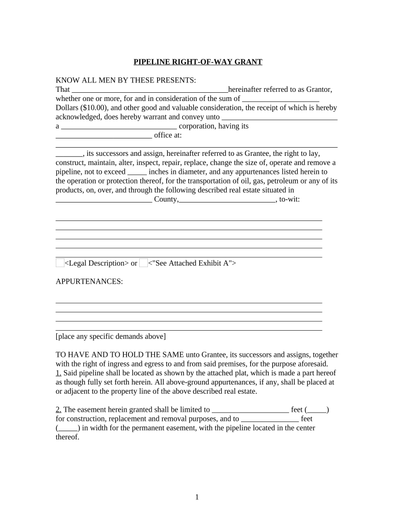 Pipeline Easement Form