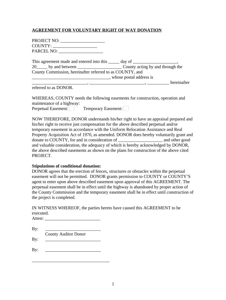 Agreement Donation Form