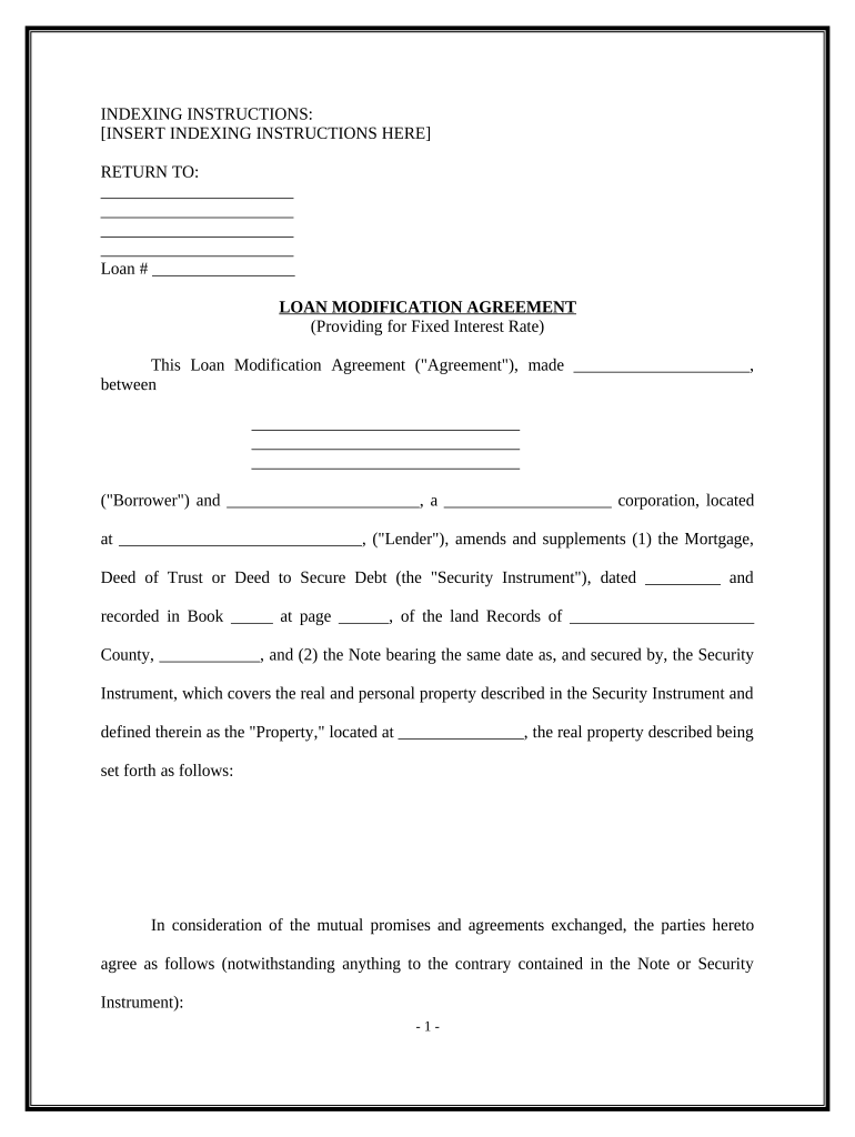 Loan Modification Agreement  Form