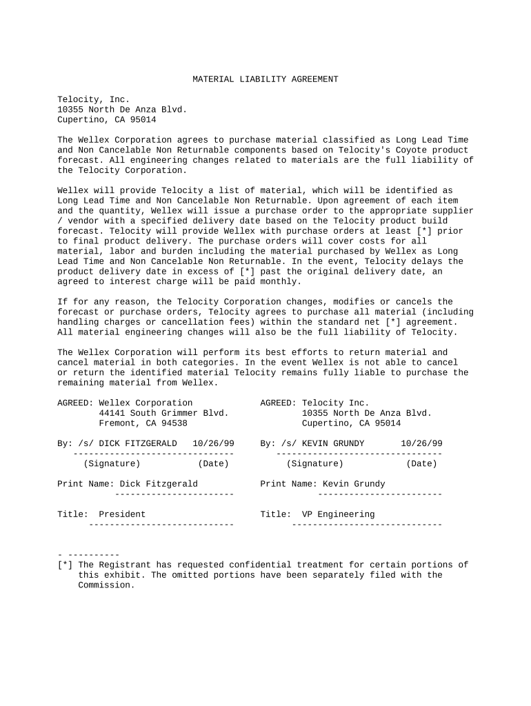 Liability Agreement Contract  Form