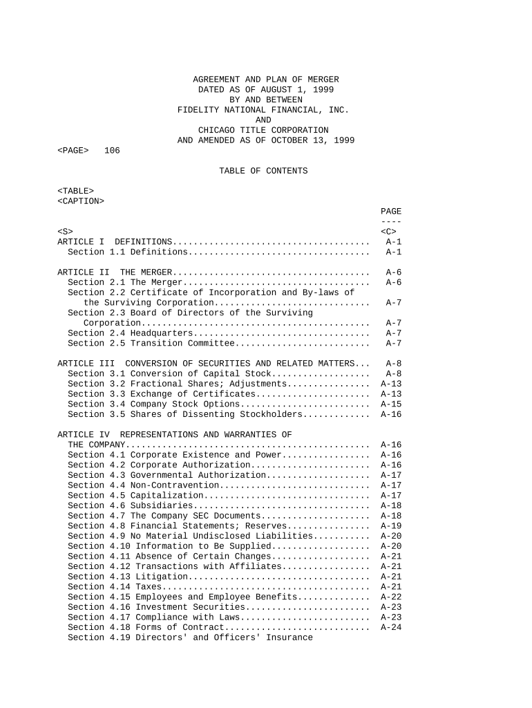 Agreement Merger Form