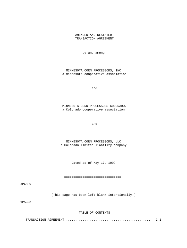 Transaction Agreement  Form