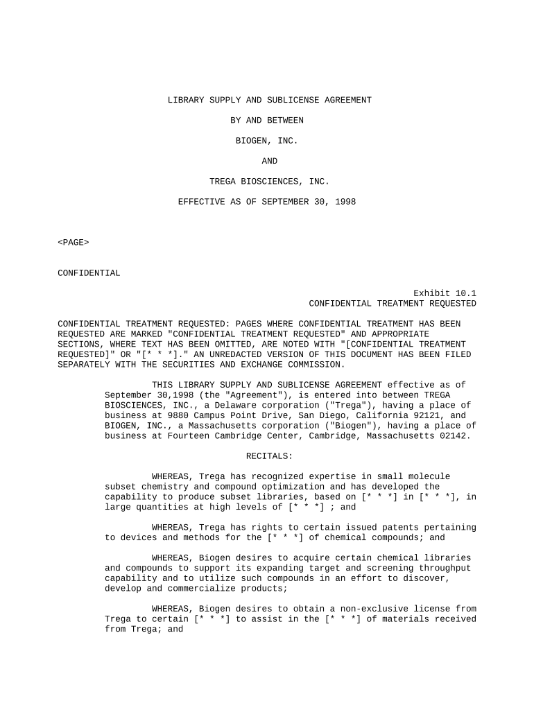 Library Supply and Sublicense Agreement  Form