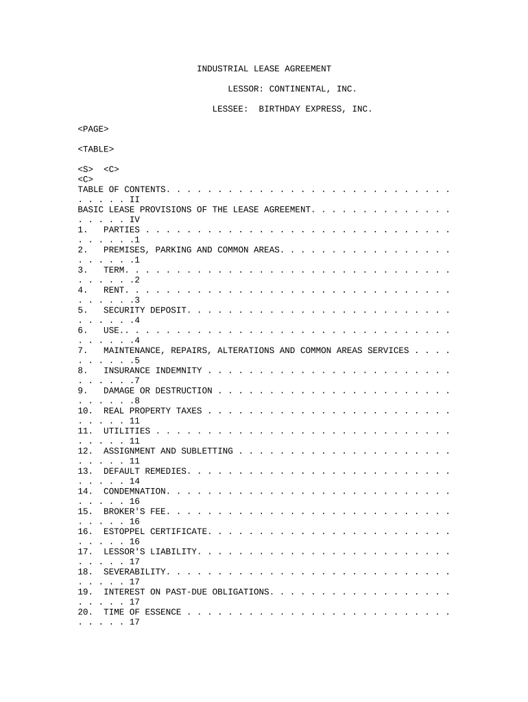 Lease Agreement Form Template