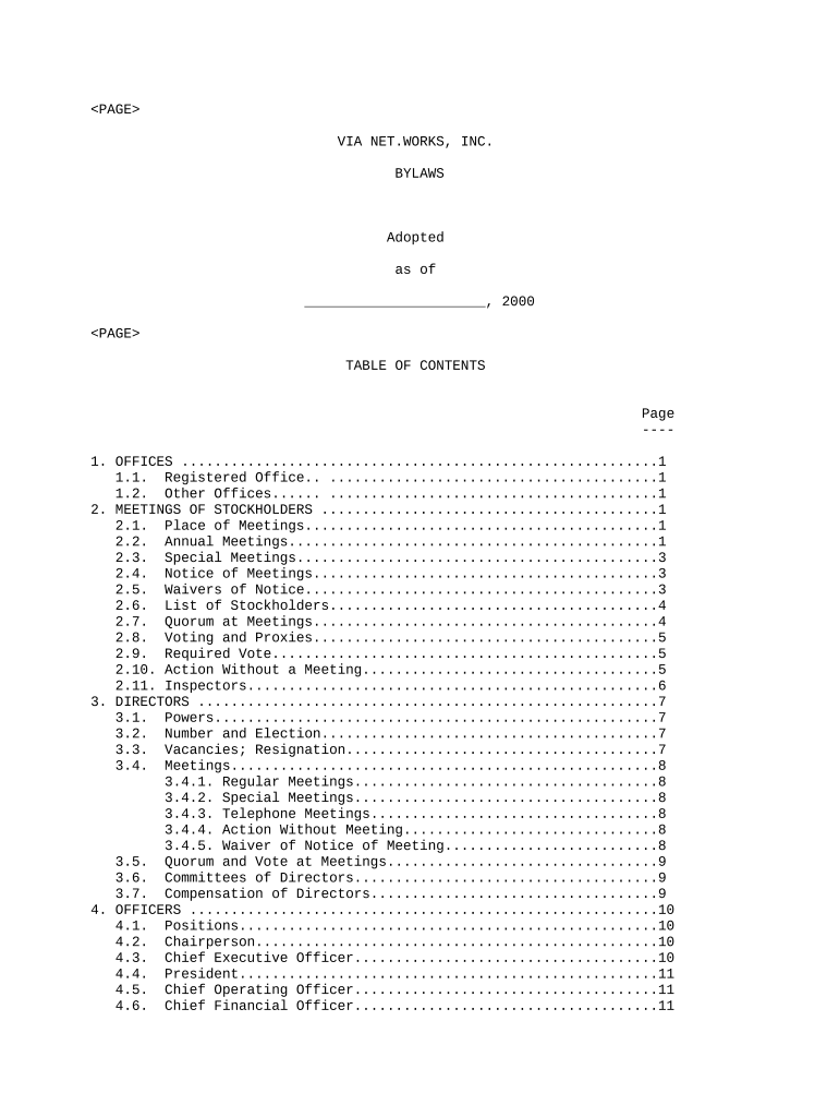 Bylaws of VIA Net Works, Inc  Form