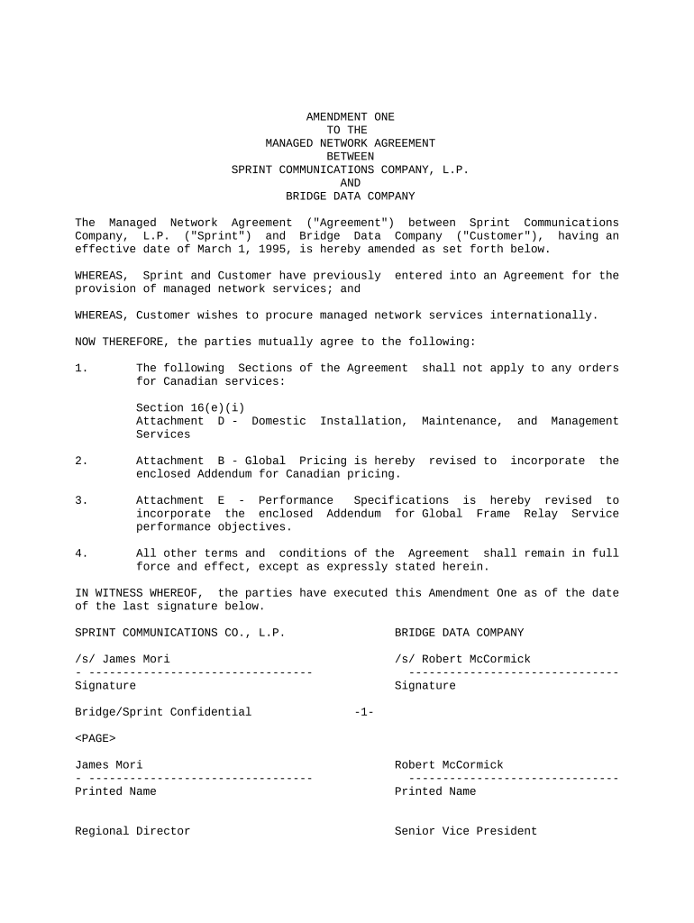 Amendment 1 between  Form