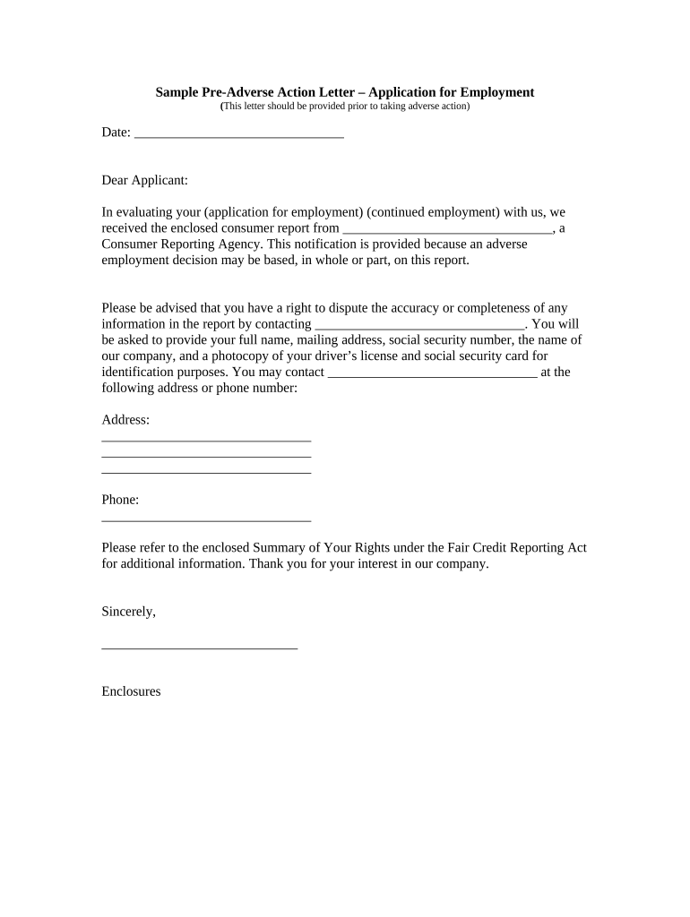 Action Letter  Form