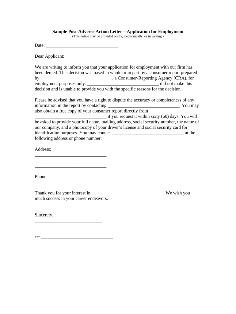 Action Letter  Form
