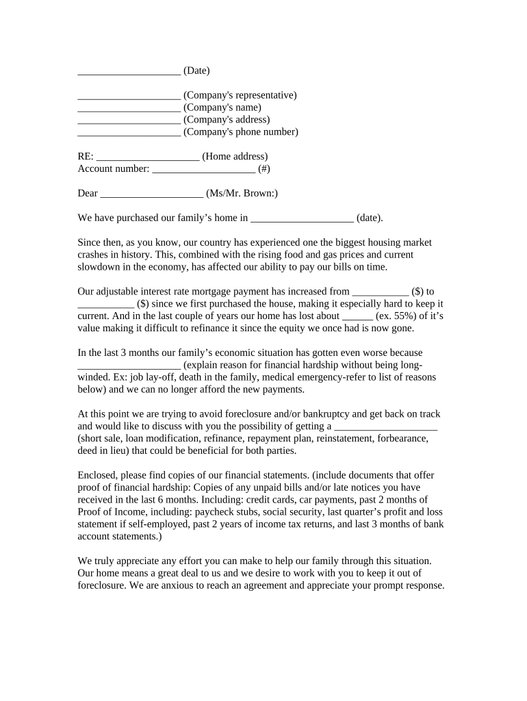 Hardship Letter  Form