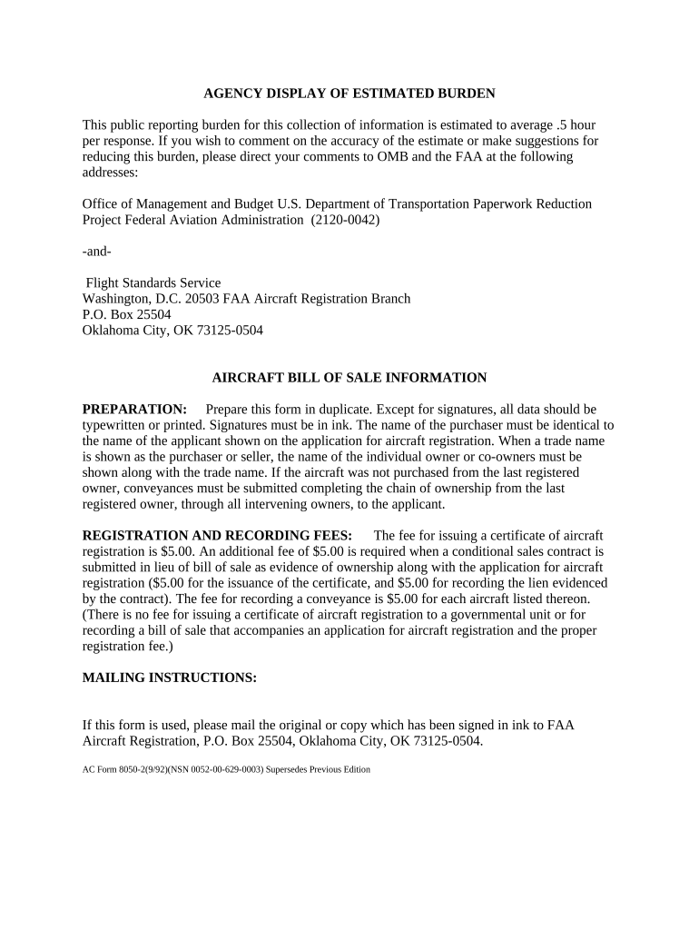 Aircraft Bill  Form