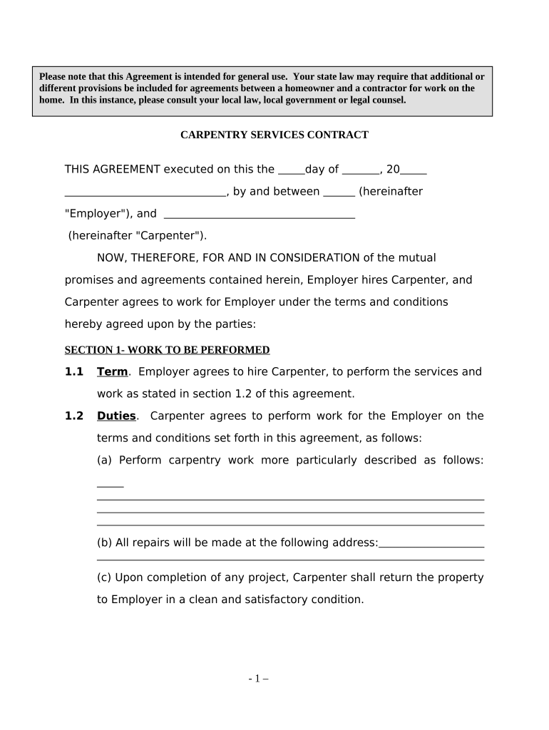 Services Contract Contractor  Form
