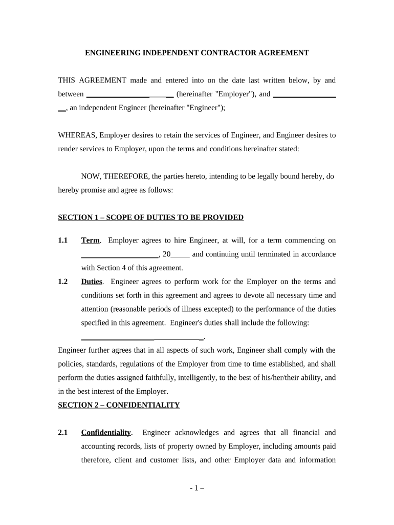 Engineering Agreement  Form