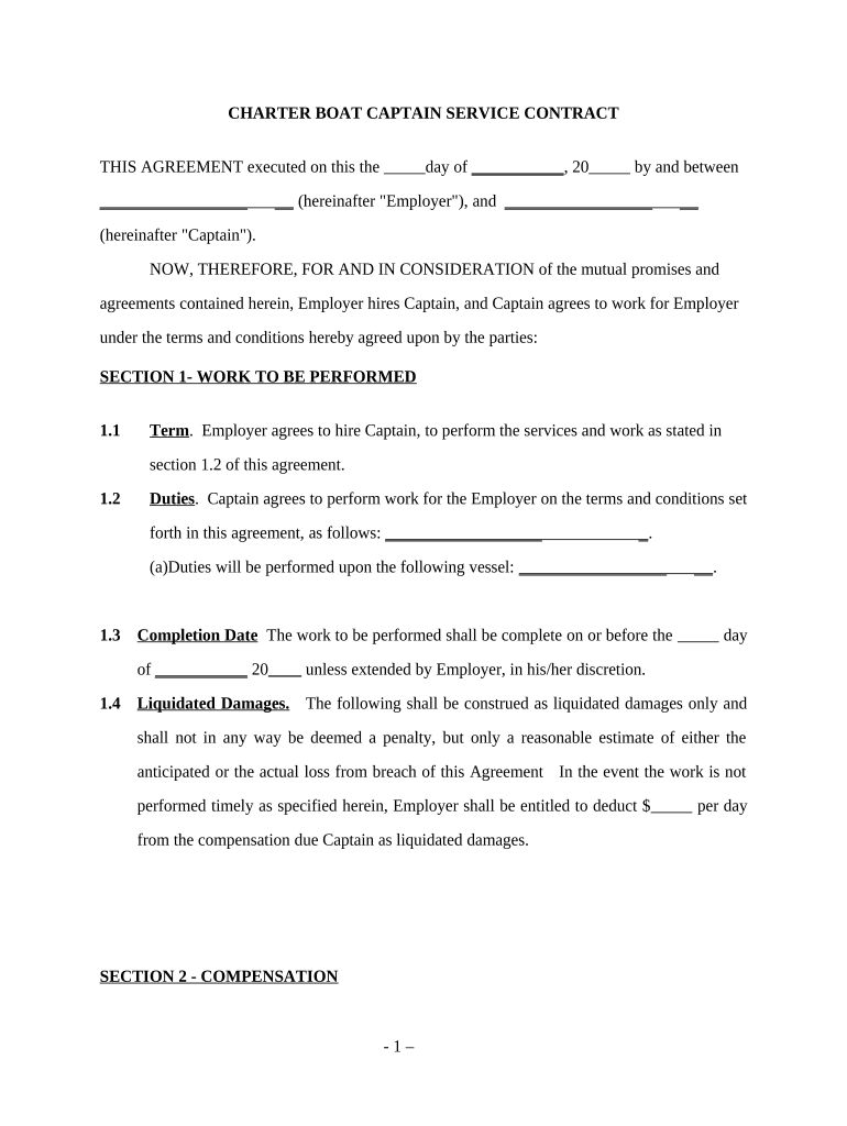 Charter Contract  Form