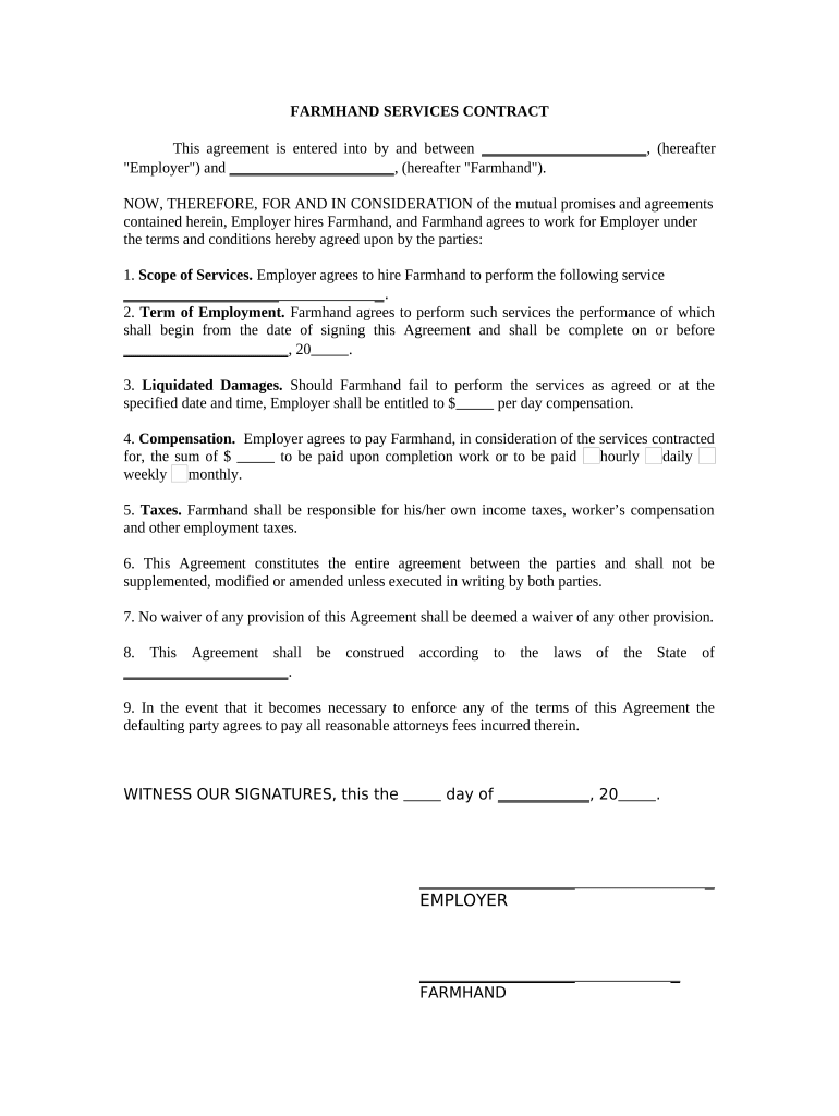 Farm Contract Form