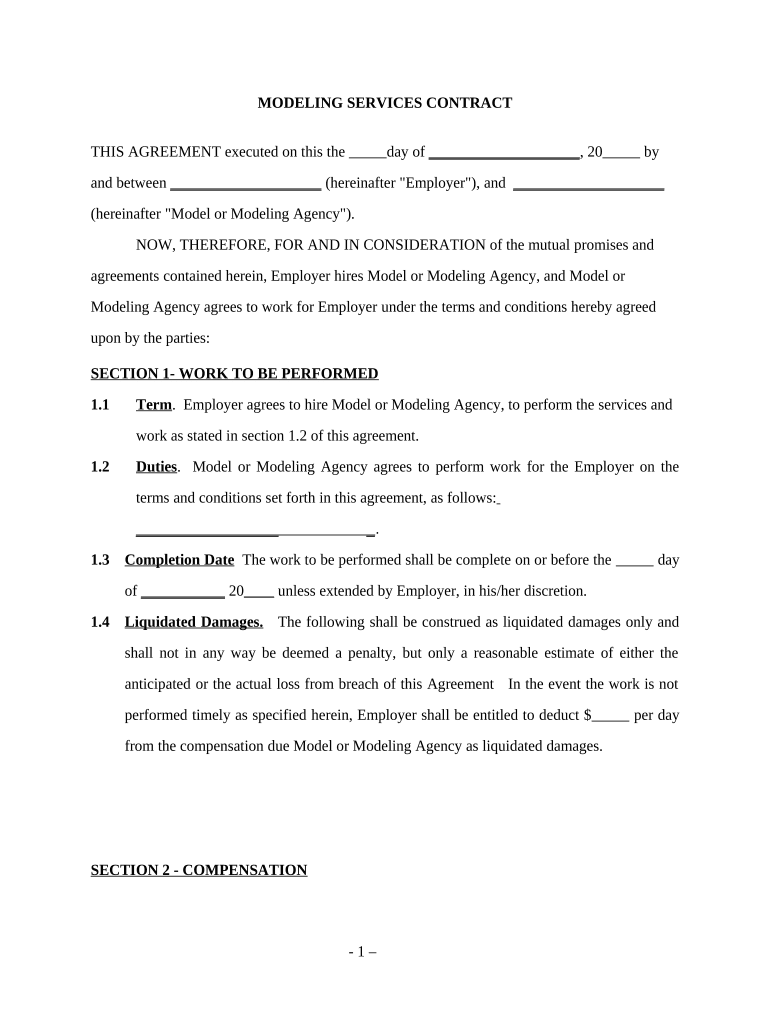 Modeling Contract Template  Form
