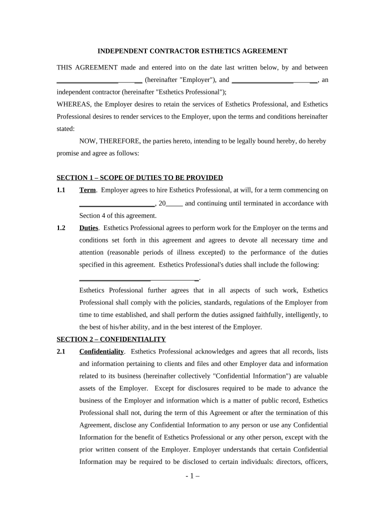 Contractor Agreement Form Template