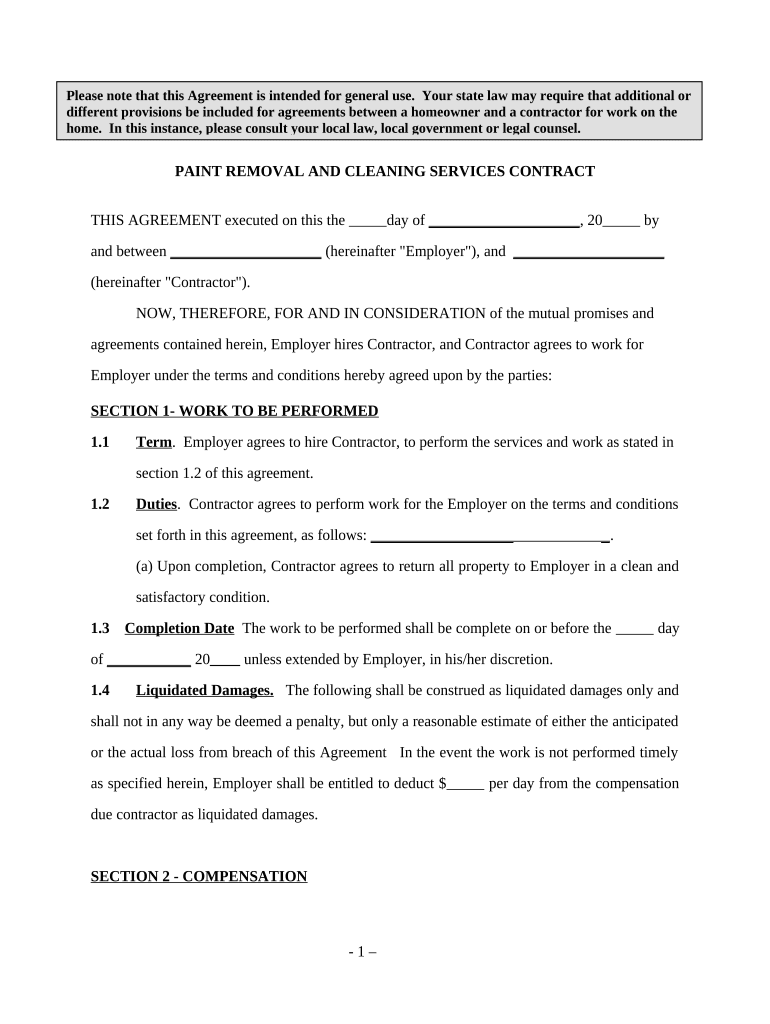 Removal Services Contract  Form