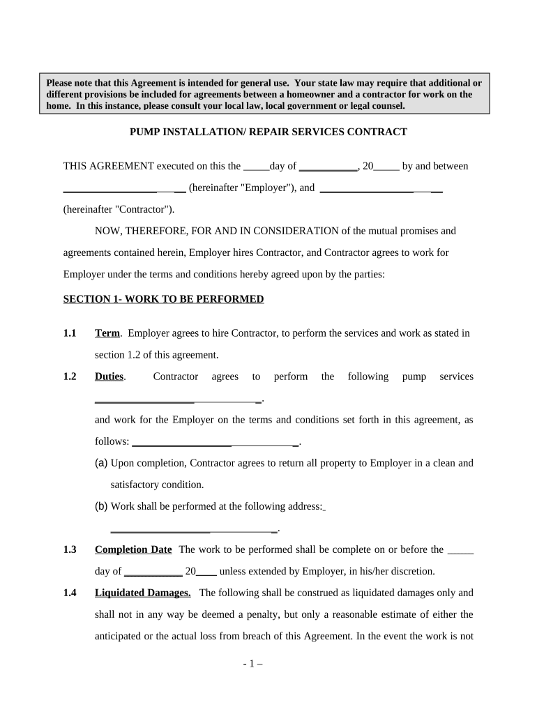 Installation Services Contract  Form