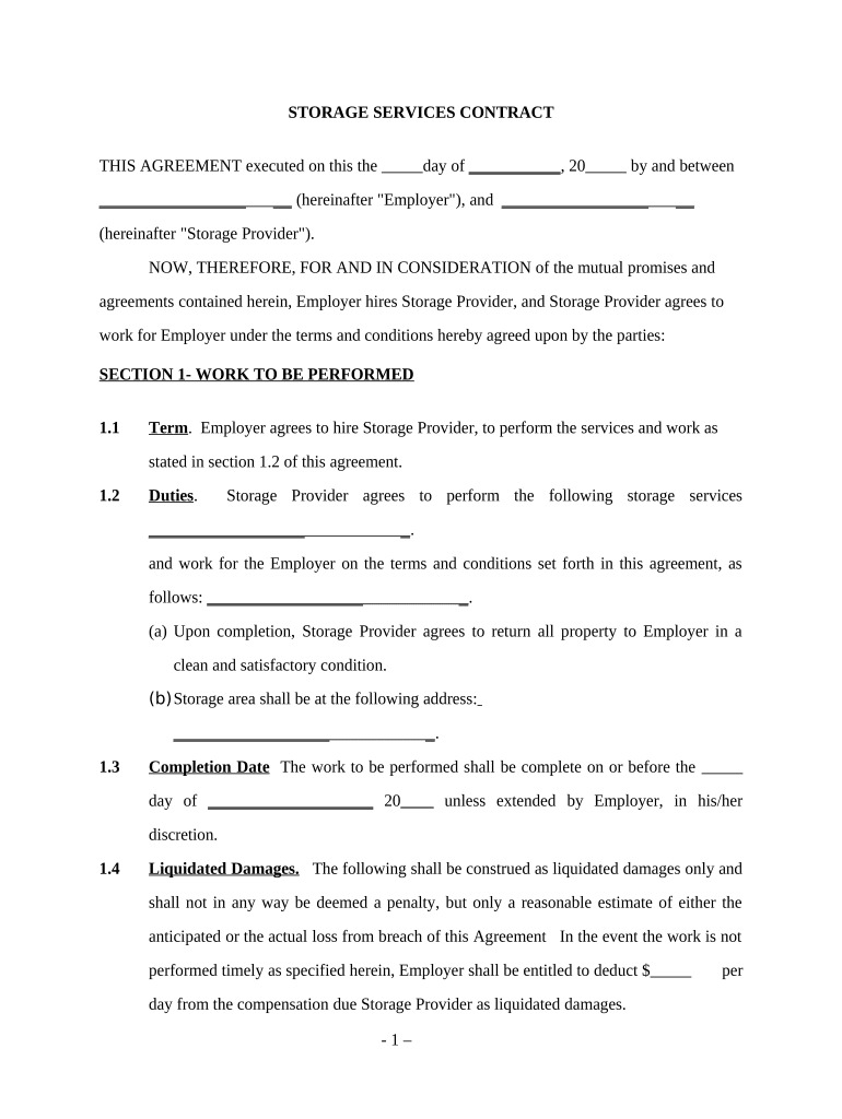 Outdoor Storage Contract  Form