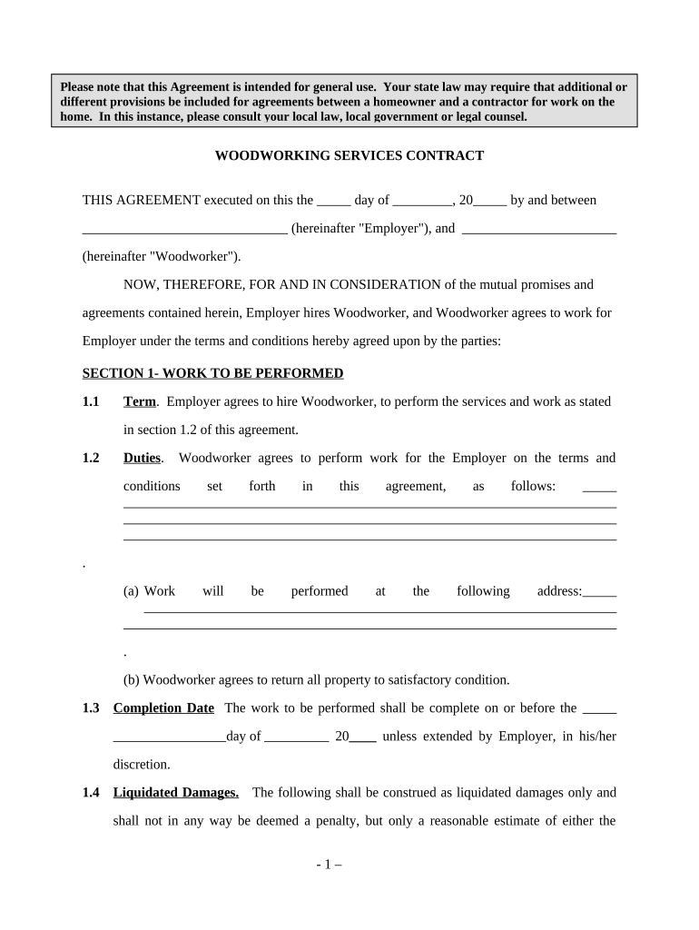 Carpentry Contract Template  Form