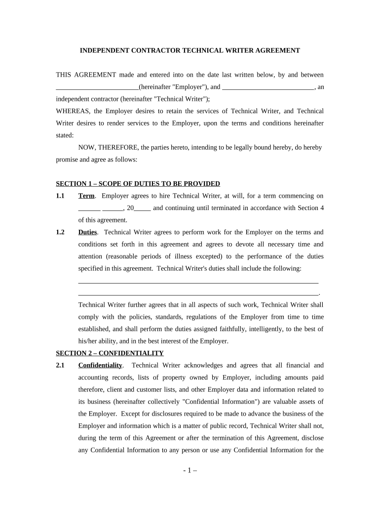 Technical Agreement  Form