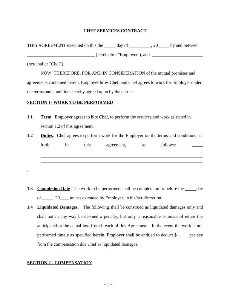 Services Contract Self Employed  Form