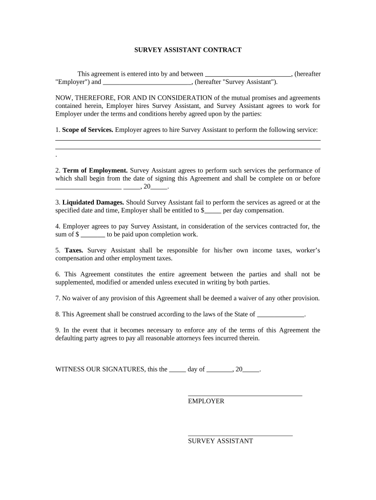 Assistant Contract  Form