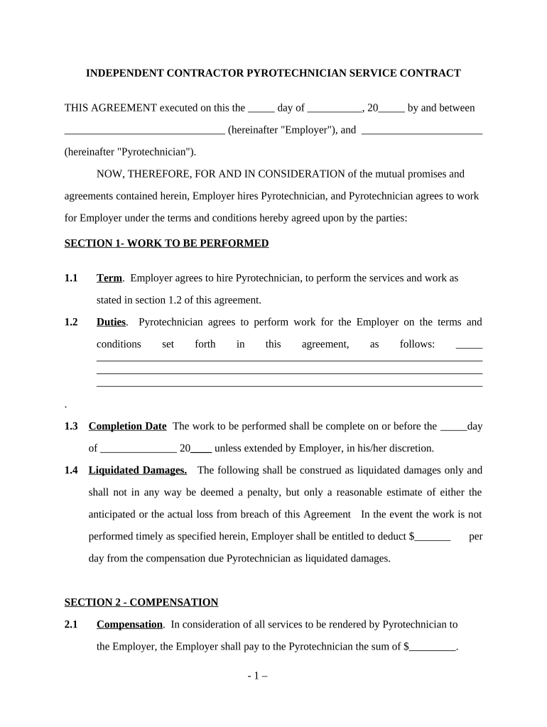 Independent Contractor Contract  Form