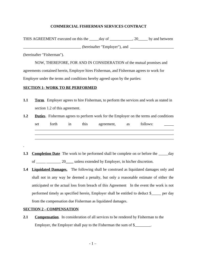 Commercial Services Contract  Form