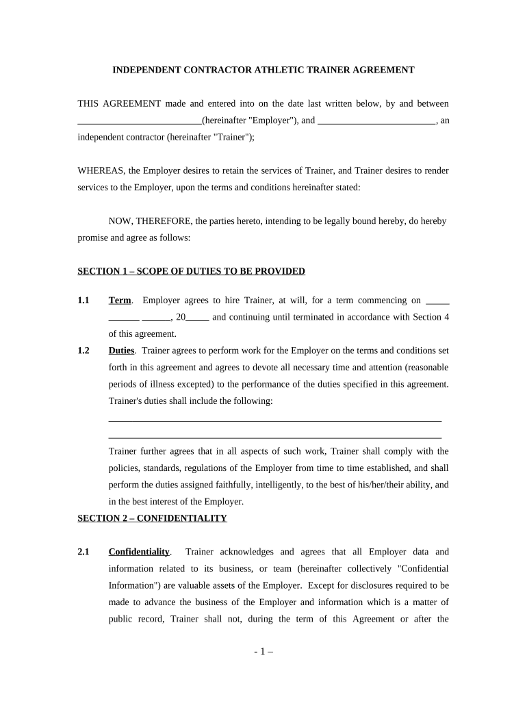 Trainer Agreement  Form