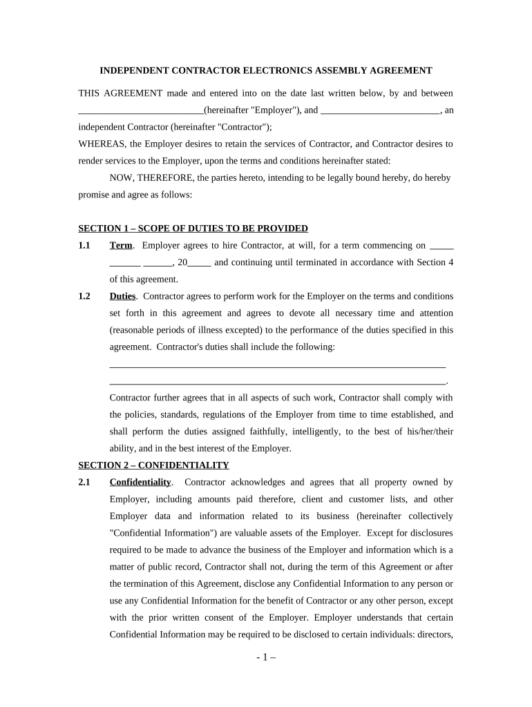 Assembly Agreement  Form