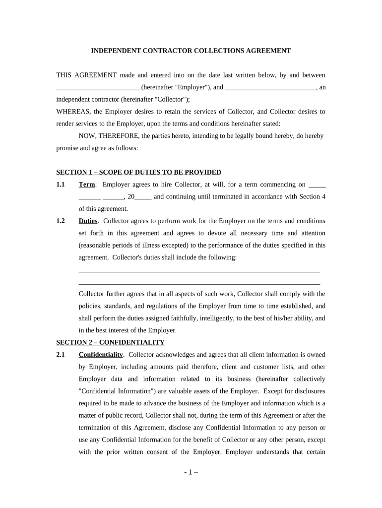 Agreement Self Employed  Form