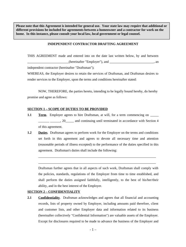 Drafting Agreement Contract  Form