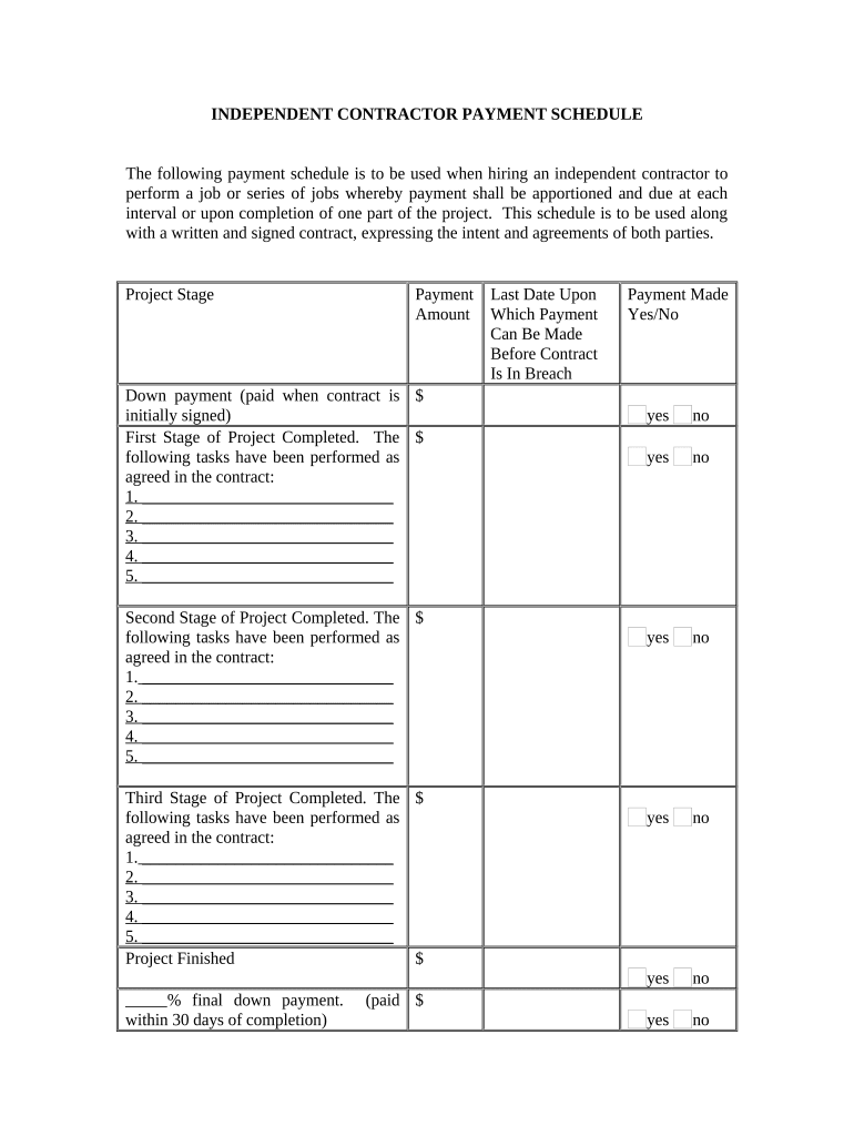 Independent Contractor Payment  Form