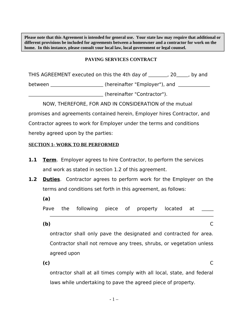 Self Employed Contract  Form