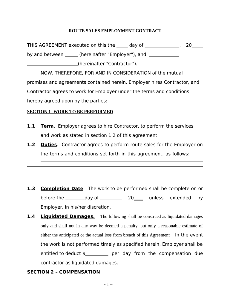 Sales Contractor Agreement  Form