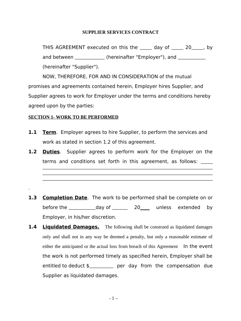 Supplier Contract  Form