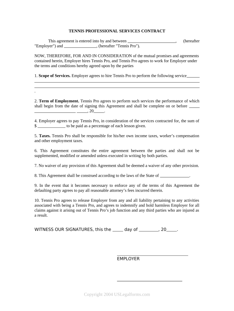 Professional Services Contract  Form