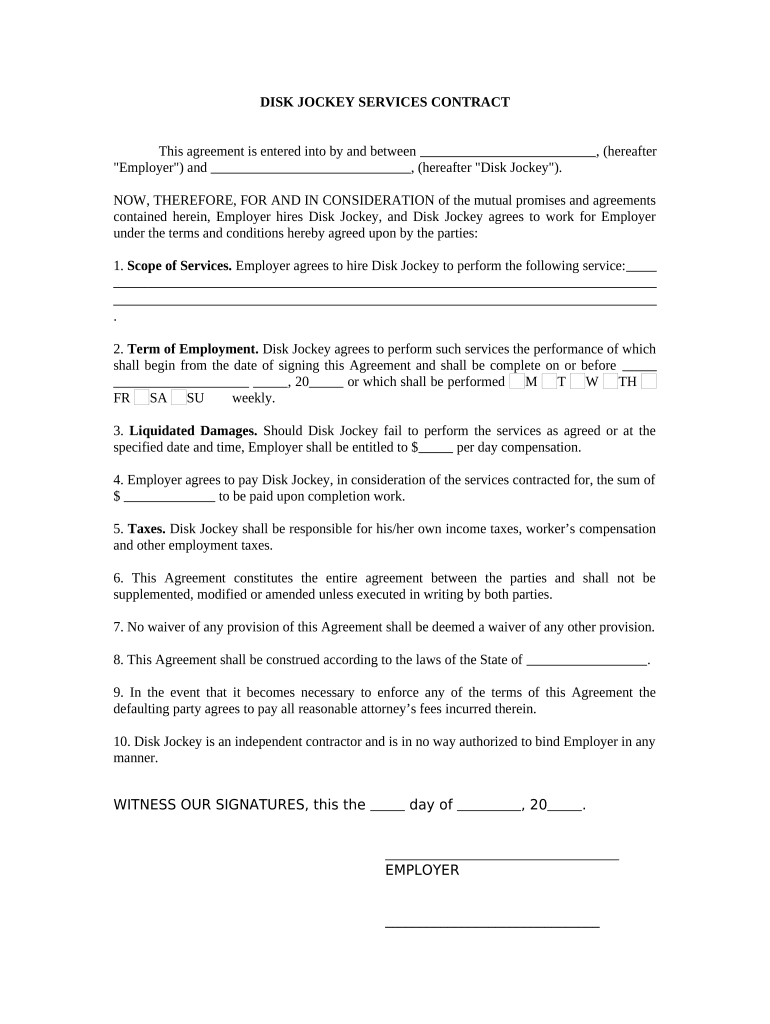 Dj Contract PDF  Form